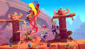 A screenshot of Brawlout gameplay with four players