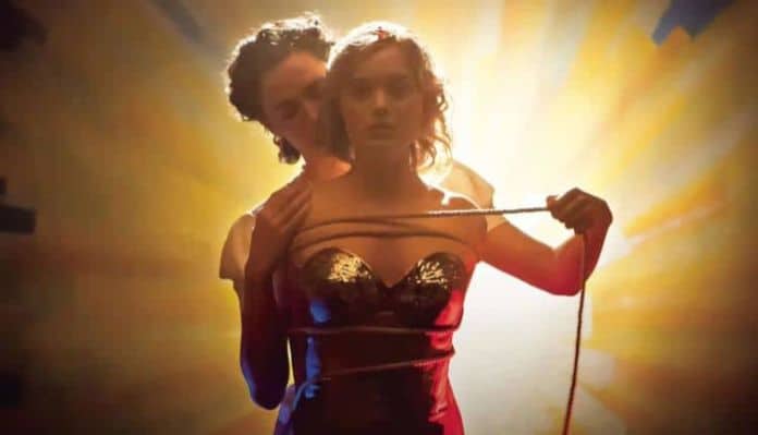 A screenshot from the film Professor Marston and the Wonder Women