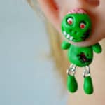 green zombie earrings
